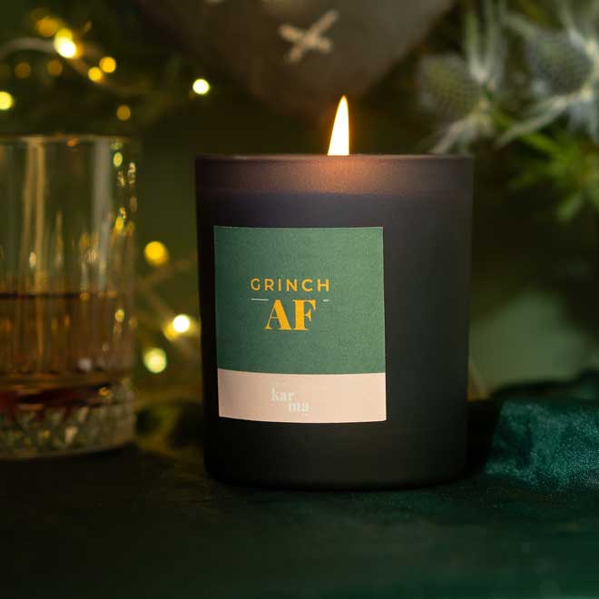 Grinch AF Christmas candle