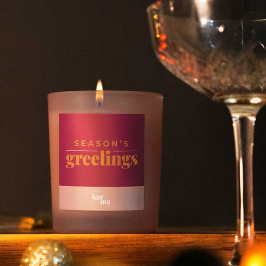 Season's Greetings Christmas candle