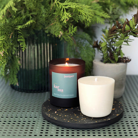 Juniper grounding refillable candle