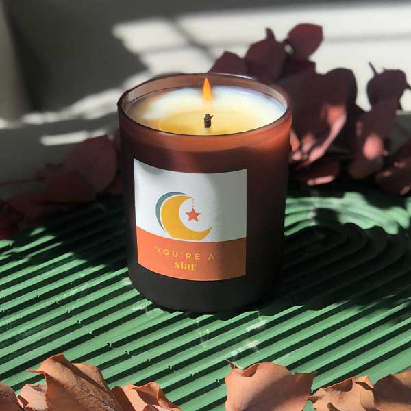 Moon & Star personalised candle