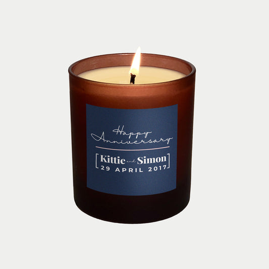 Anniversary personalised candle