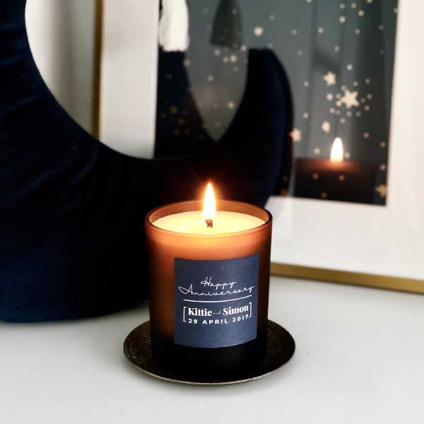 Anniversary personalised candle