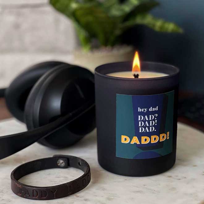 Hey Dad personalised candle