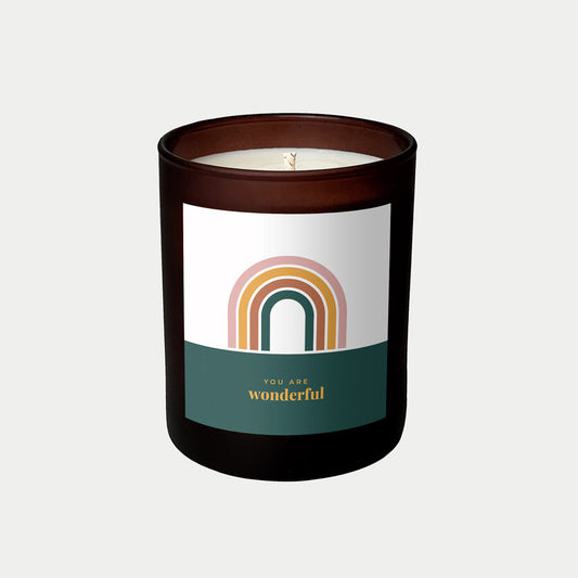 Rainbow personalised candle
