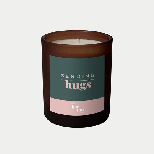 Sending Hugs personalised slogan candle