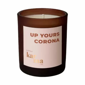UP YOURS CORONA refillable candle in beige with rose gold details