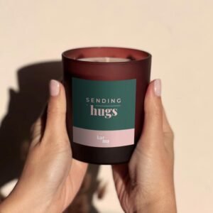 Personalised refillable Sending Hugs candle gift