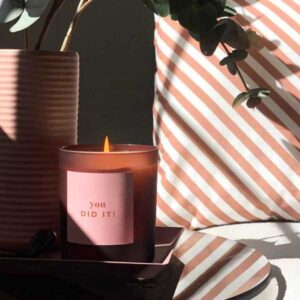 YOU DID IT personalised refillable candle in pink