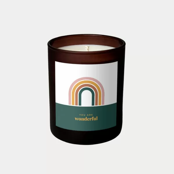Personalised rainbow candle