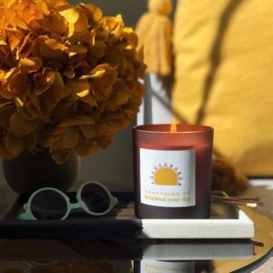 SUN design something to brighten your day personalised large candle