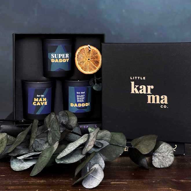 FOR DADS SET luxury scented candle gift set. Personalised father's day gifts for men