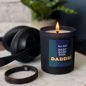 father's day gift unique to Dad: personalised HEY DAD candle