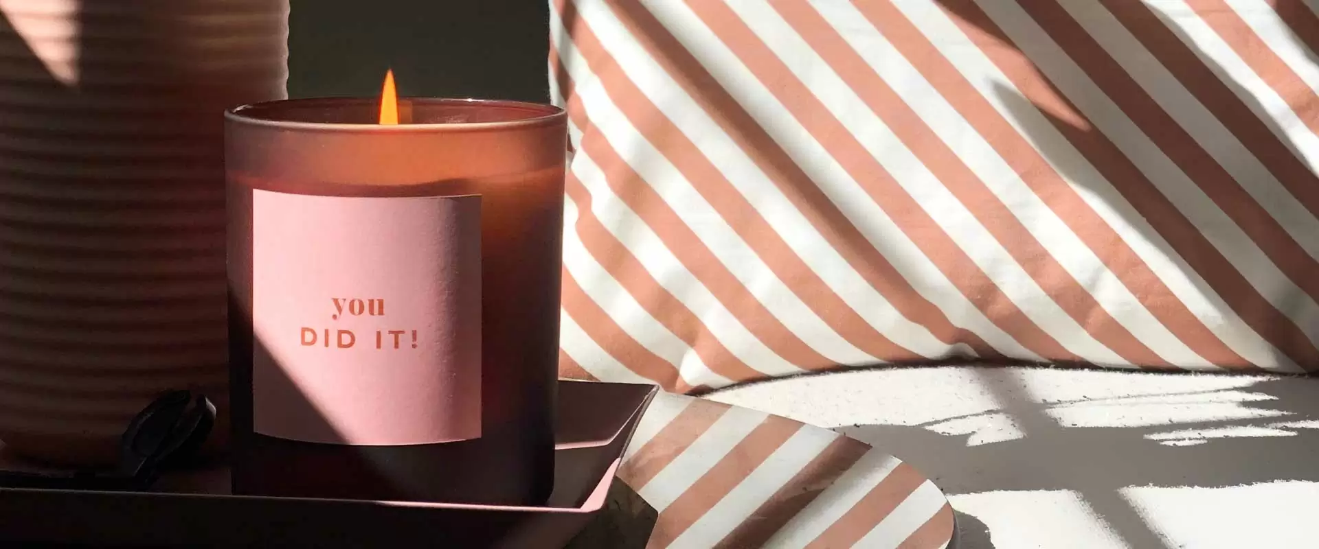 you did it personalised large candle in pink