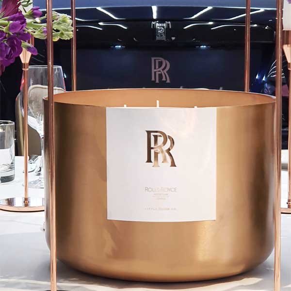 Bespoke rose gold candle created exclusively for Rolls-Royce London