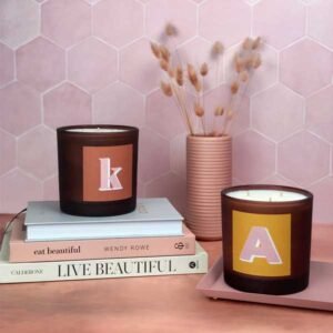 personalised monogram alphabet initial candles in refillable mega size