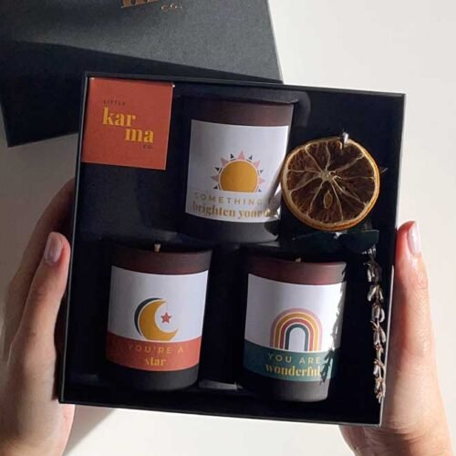 Sun Moon Rainbow candle gift set. Personalise for endless gifting possibilities