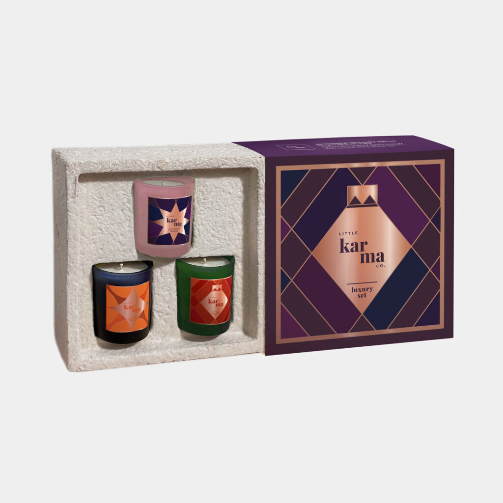 Personalised Luxury Christmas candle gift set in sustainable mycelium box