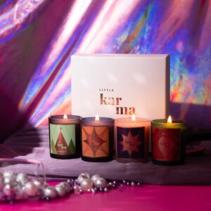 Advent Candle gift set featuring four festive refillable scented candles in a luxurious white gift box