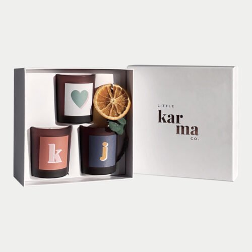 Initials monogram scented candle gift set