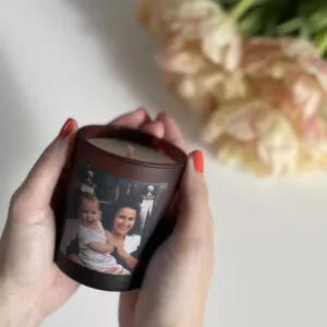 Personalised photo candle for Mum: Refillable bespoke Mother's Day gift