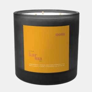 Nom uplifting lemongrass and ginger refillable candle in smoke grey glass