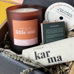 Personalised refillable new baby gift - Hello Little One candle packaging