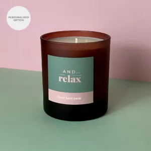 Personalised option for And... Relax candle selfcare gift