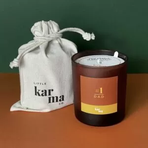 Personalised refillable No. 1 Dad candle gift with reusable cloth bag