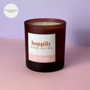 Personalised option for Happily Ever After wedding candle gift