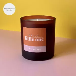 Personalised option for new baby gift - Hello Little One candle