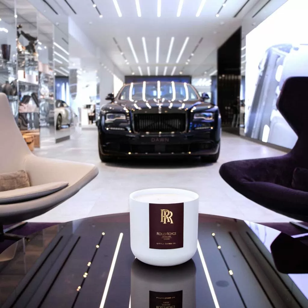 Rolls-Royce London showroom bespoke candle created by Little Karma Co.