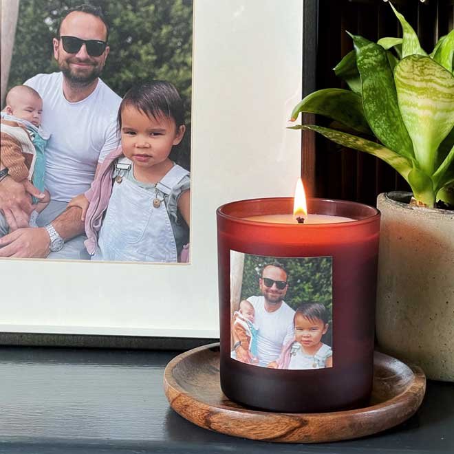 Bespoke photo candle Father's Day gift