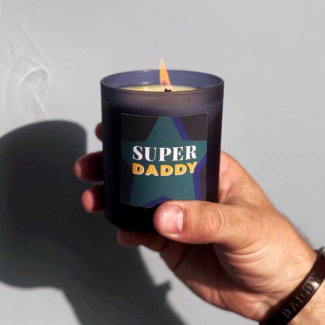 Personalised SUPER DADDY candle Father's Day gift for Dad