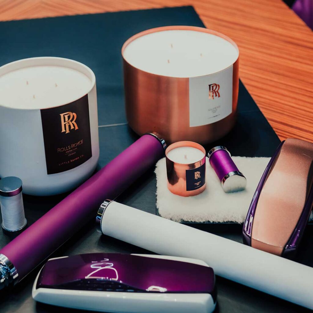 Bespoke candles and corporate gifts for Rolls-Royce by Little Karma Co.