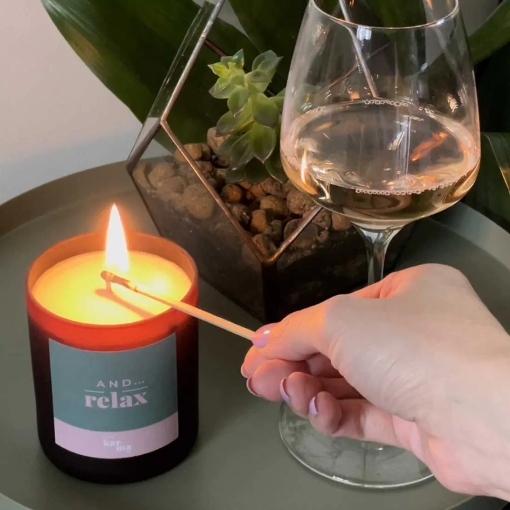 And relax slogan aromatherapy candle